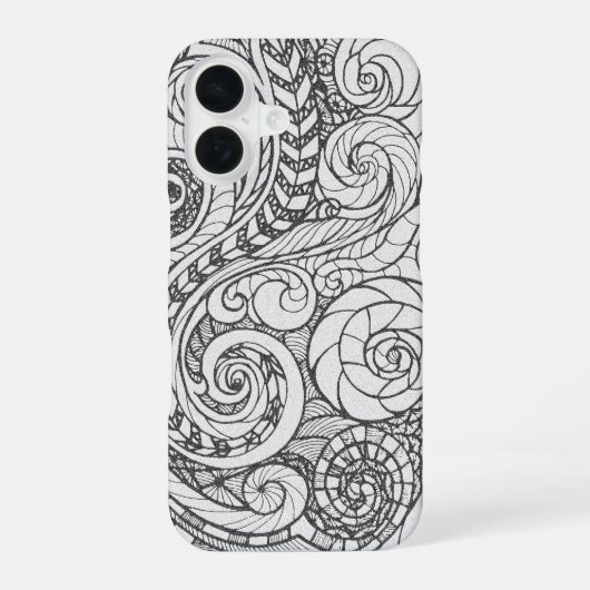 Doodle-Design iPhone 16 Hülle (Rückseite)