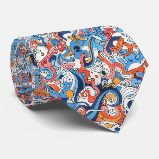 Doodle Design Krawatte (Gerollt)