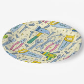 Doodle DIY Tool Collection With Stars Pappteller (Schrägansicht)