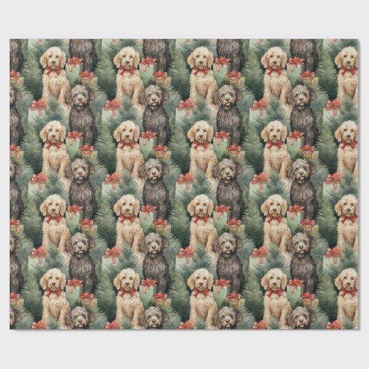 Doodle Dog Christmas Geschenkpapier (Flach)