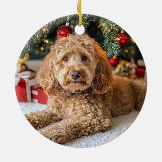 Doodle Dog Christmas Keramik Ornament (Hinten)