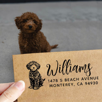 Doodle Dog Gift Return Address Dog Owner Permastempel