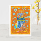 Doodle Dog Hanukah Karte (Gelbe Blume)