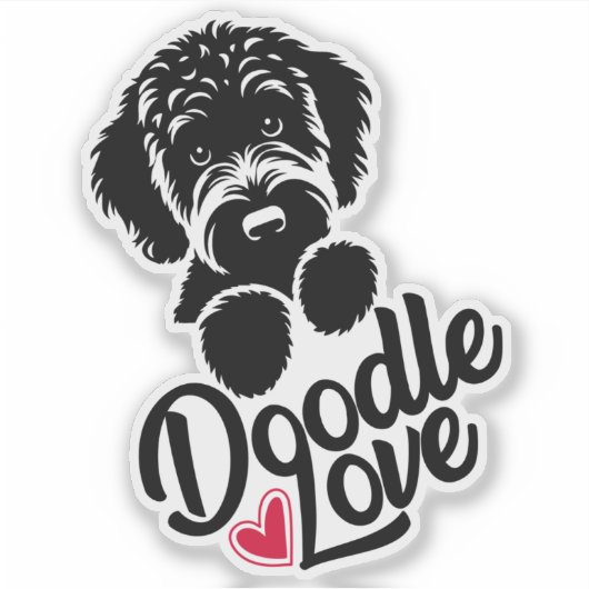 Doodle Dog Liebe Aufkleber (Vorderseite)