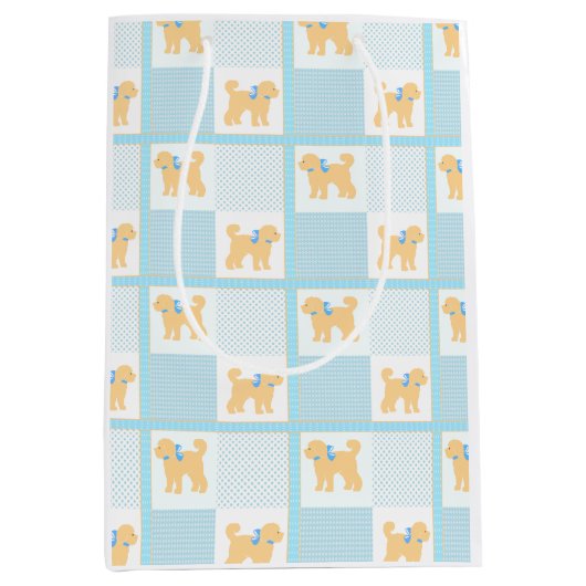 Doodle Dog Niedlich Gelber Spaß Mittlere Geschenktüte (Vorderseite)