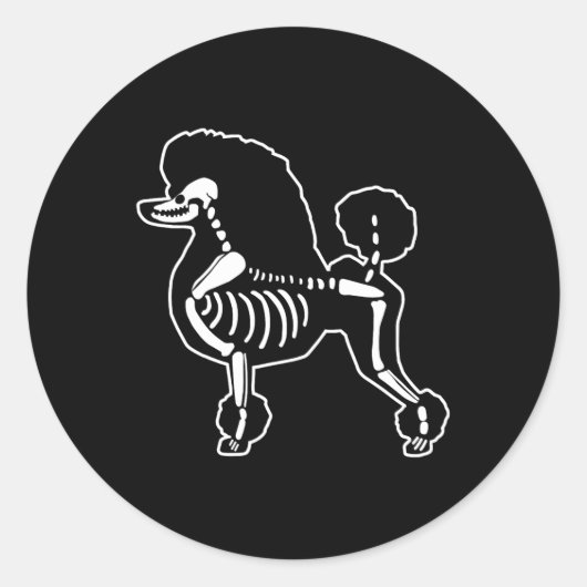 Doodle Dog Skeleton Halloween Doodle Hunde Lover O Runder Aufkleber (Vorderseite)