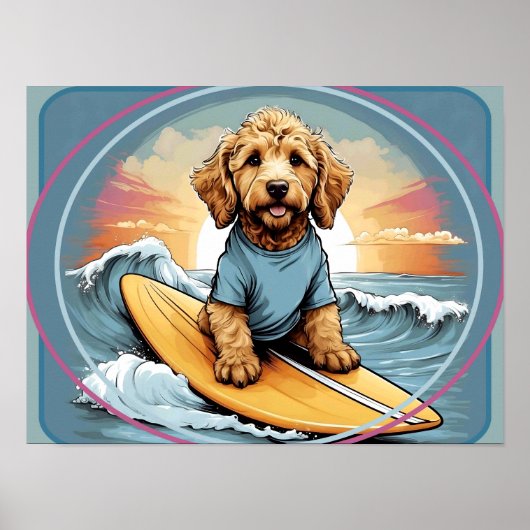 Doodle Dog Surfing Poster (Vorne)