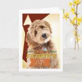 Doodle Dog Vatertag Karte (Gelbe Blume)