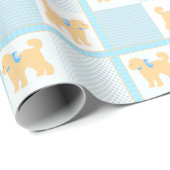 Doodle Dog Yellow Blue Baby Dusche Niedlich Spaß Geschenkpapier (Rolleneckpunkt)