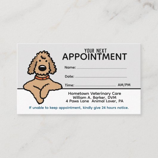 Doodle Doodle Hund Pflege Erinnerung Visitenkarte (Vorderseite)
