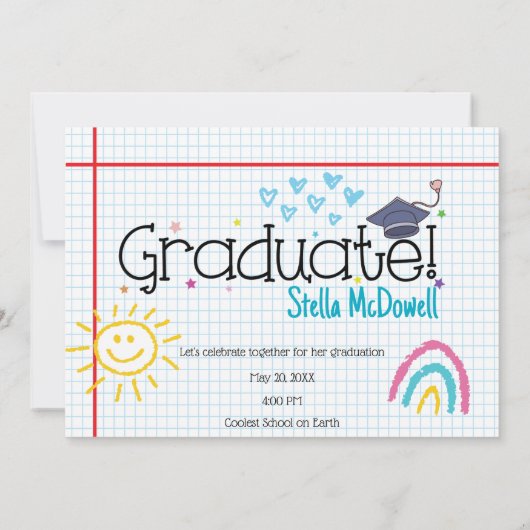 Doodle Dreams Abschluss Einladung (Rückseite)