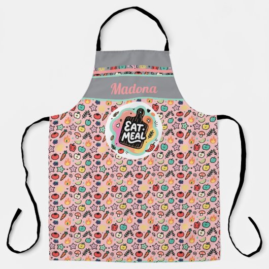 Doodle Eat Meal Kitchen Cutting Board Schürze (Vorderseite)