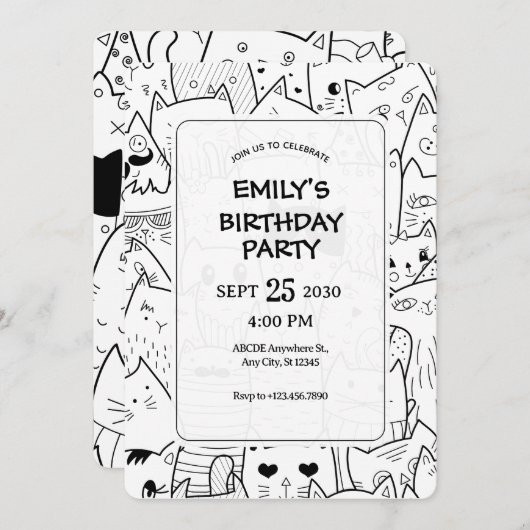 Doodle Einladung (Vorne/Hinten)