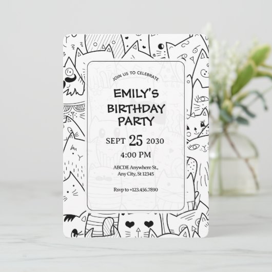 Doodle Einladung (Stehend Vorderseite)