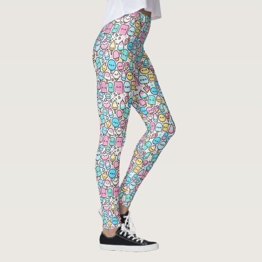 Doodle-Eiscremehörnchen und Popsicles Leggings (Rechts)