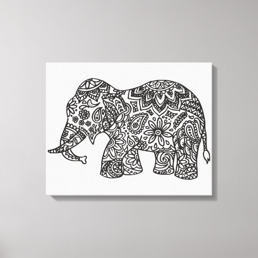 Doodle Elephant 6 Leinwanddruck (Vorderseite)