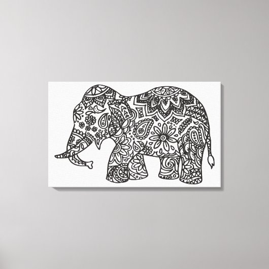 Doodle Elephant 6 Leinwanddruck (Vorderseite)