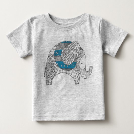 Doodle Elephant. Baby Strampelanzug. Baby T-shirt (Vorderseite)