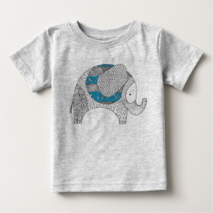 Doodle Elephant. Baby Strampelanzug. T-shirt