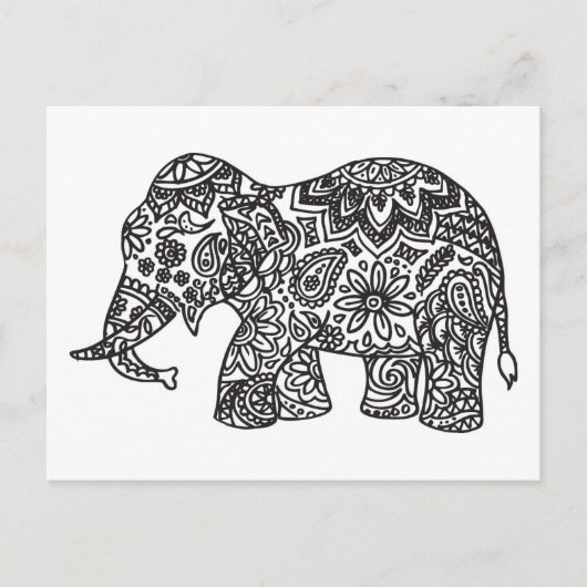 Doodle Elephant Postkarte (Vorderseite)