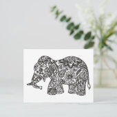 Doodle Elephant Postkarte (Stehend Vorderseite)