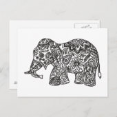 Doodle Elephant Postkarte (Vorne/Hinten)