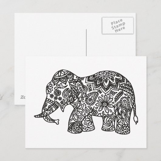 Doodle Elephant Postkarte (Vorne/Hinten)