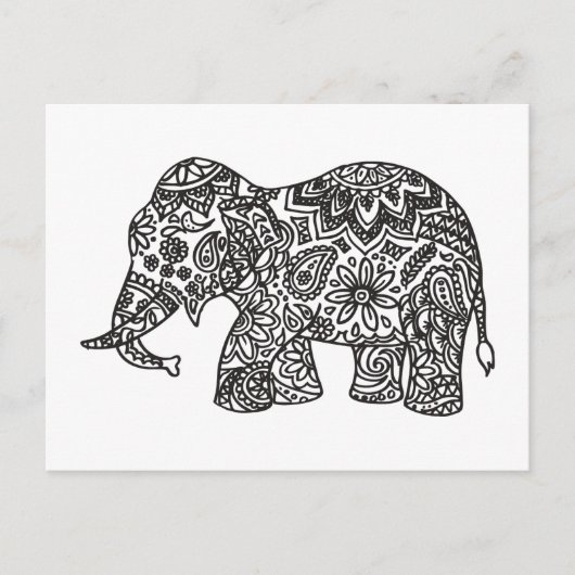 Doodle Elephant Postkarte (Vorderseite)