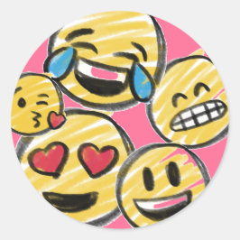Doodle Emoji Cartoon Tween Teen Geburtstag Runder Aufkleber