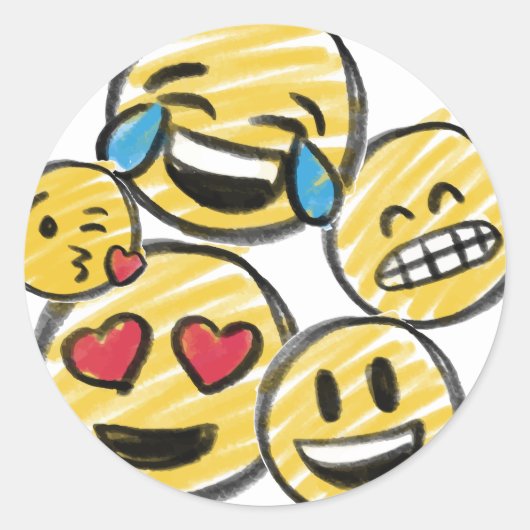 Doodle Emoji Cartoon Tween Teen Geburtstag Runder Aufkleber (Vorderseite)