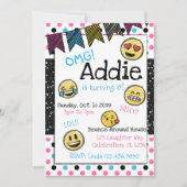 Doodle Emoji Pink & Blue Tween Einladung (Vorderseite)