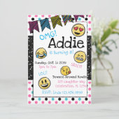 Doodle Emoji Pink & Blue Tween Einladung (Stehend Vorderseite)