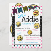 Doodle Emoji Pink & Blue Tween Einladung (Vorne/Hinten)