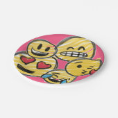 Doodle Emoji Pink Cartoon Tween Tee Geburtstag Pappteller (Schrägansicht)