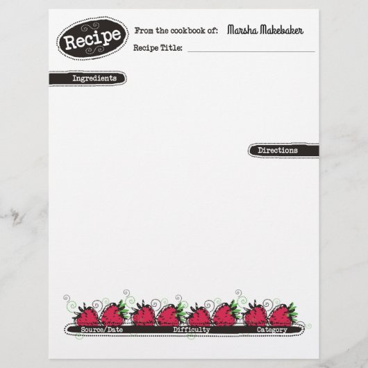Doodle Erdbeeren Fruchtbackrezeptorat (Vorderseite)