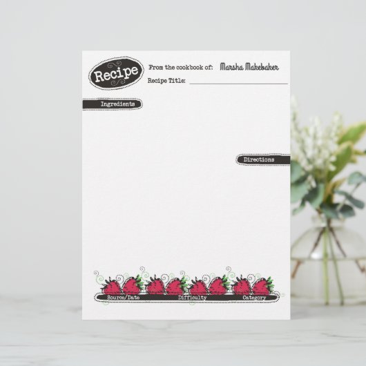 Doodle Erdbeeren Fruchtbackrezeptorat (Stehend Vorderseite)