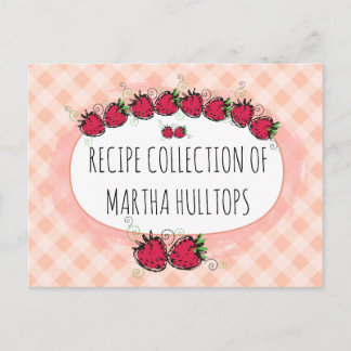Doodle Erdbeeren personalisierte Rezeptkarte Postkarte