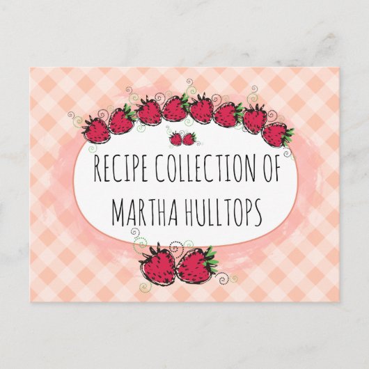 Doodle Erdbeeren personalisierte Rezeptkarte Postkarte (Vorderseite)