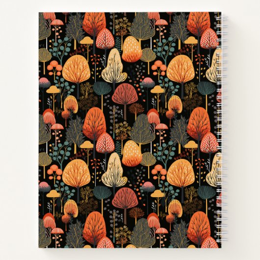 Doodle Fall Forest Pattern | Benutzerdefiniertes N Notizblock (Rückseite)