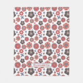 Doodle farbige Blumenmuster personalisierter Name Fleecedecke (Vorderseite)
