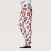 Doodle farbige Blumenmuster personalisierter Name Leggings (Links)
