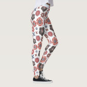 Doodle farbige Blumenmuster personalisierter Name Leggings (Rechts)