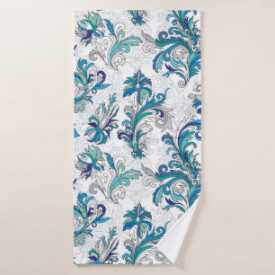 Doodle farbige pastellfarbene blühende Hand gezeic Badehandtuch