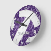 Doodle Federn Blume lila Boho Volleyball Runde Wanduhr (Winkel)