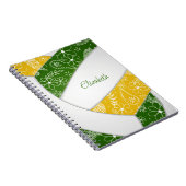 Doodle Federn grünes Gold Boho Volleyball Notizblock (Rechte Seite)