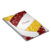 Doodle Federn Maroon Gold Boho Volleyball Notizblock (Rechte Seite)