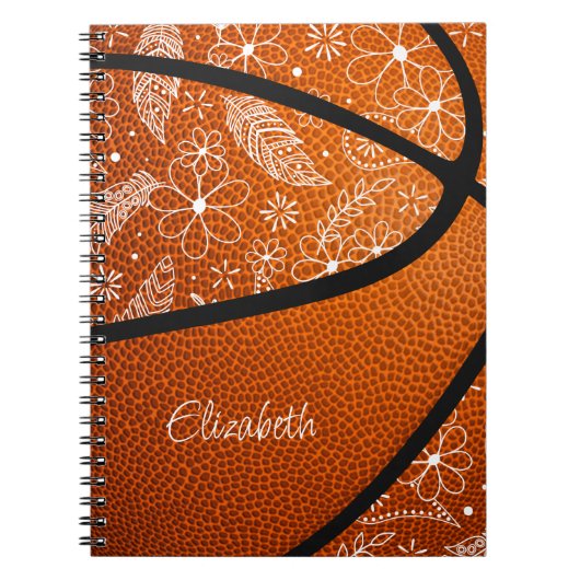 Doodle-Federn paisst Blume Basketball boho Notizblock (Vorderseite)