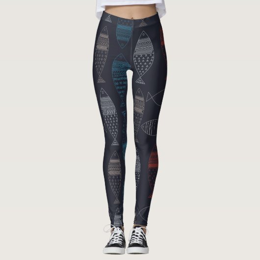Doodle Fish Leggings (Vorderseite)