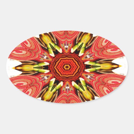 Doodle floral Art Print Ovaler Aufkleber (Vorderseite)