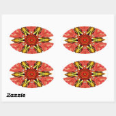 Doodle floral Art Print Ovaler Aufkleber (Blatt)
